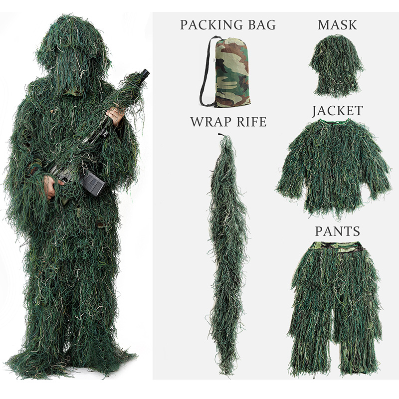 Ghillie Suit Woodland - Pakaian Ghillie untuk dewasa, setelan pemburu