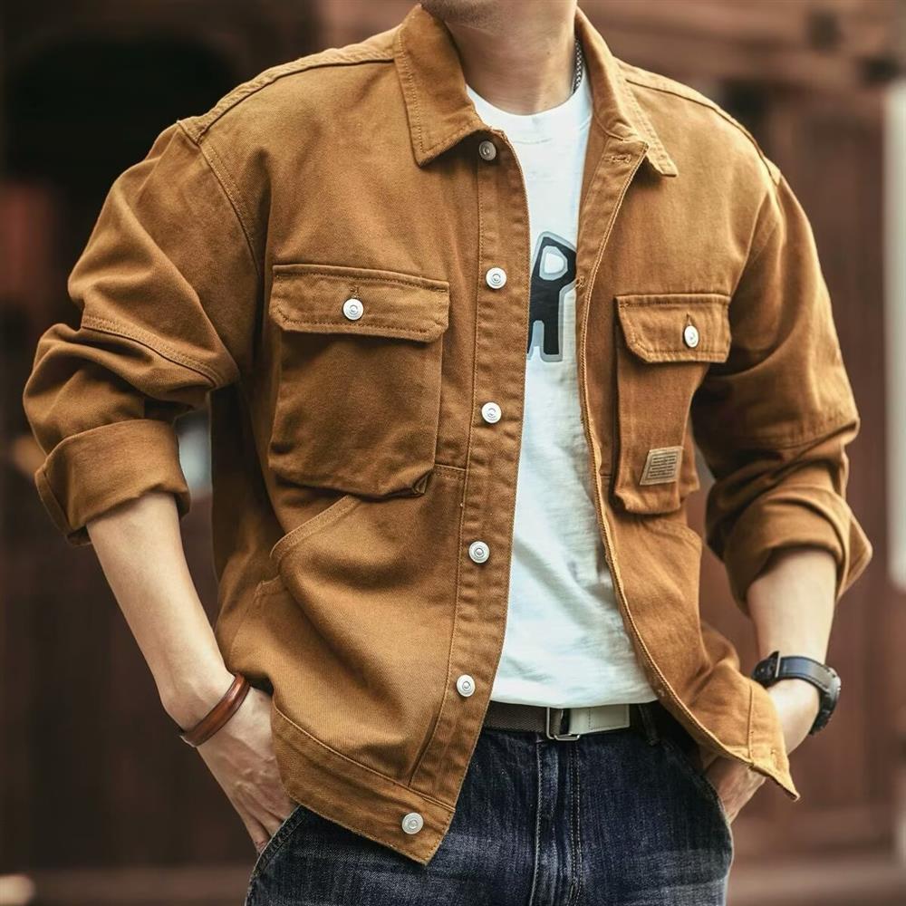 Hunting Outdoor Brand - Jaket Denim Retro Amerika Pria, Model