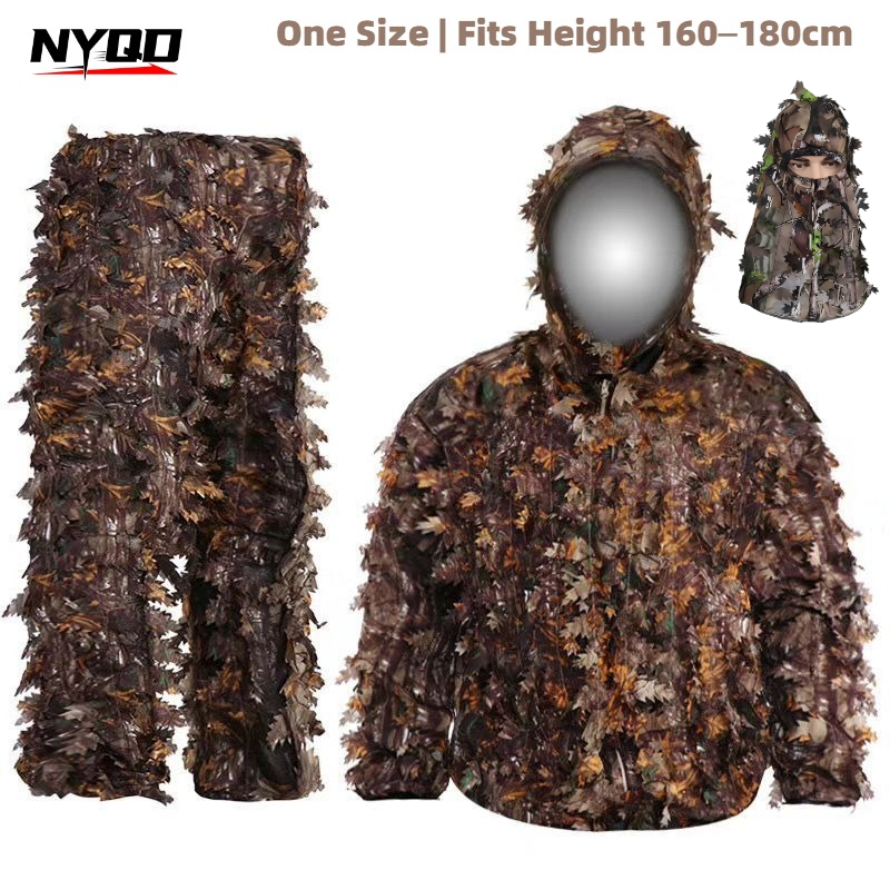 Ghillie Suit Woodland - Pakaian Kamuflase Berburu 3D Leaf Ghillie