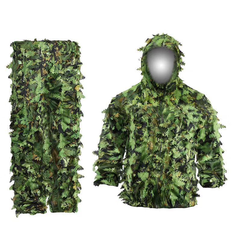 Ghillie Suit Woodland - Setelan kamuflase daun bionik bunga lengket