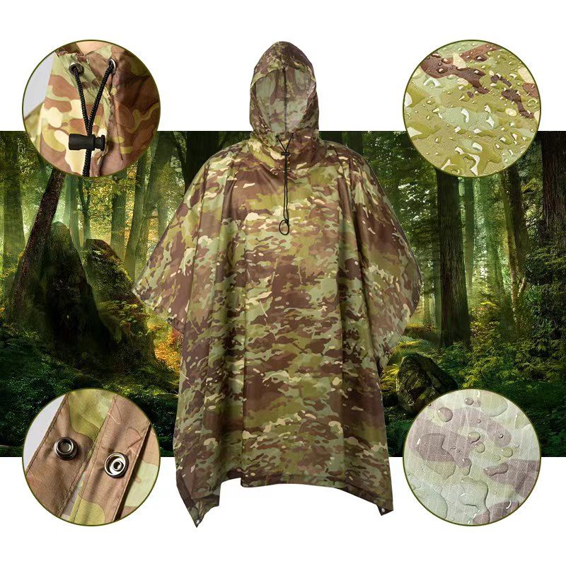 Jas hujan taktis ponco hutan k - Ghillie Suit Woodland ulasan dan harga