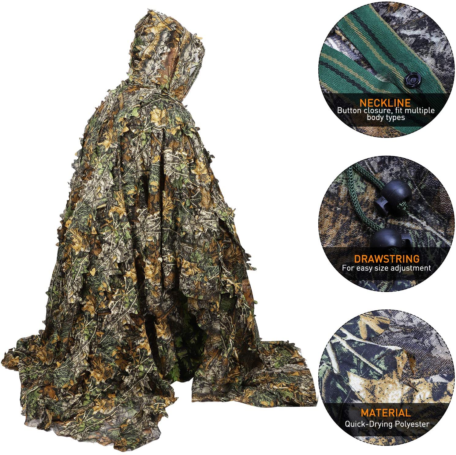 Kamuflase Ghillie Poncho 3D da - Ghillie Suit Woodland ulasan dan harga